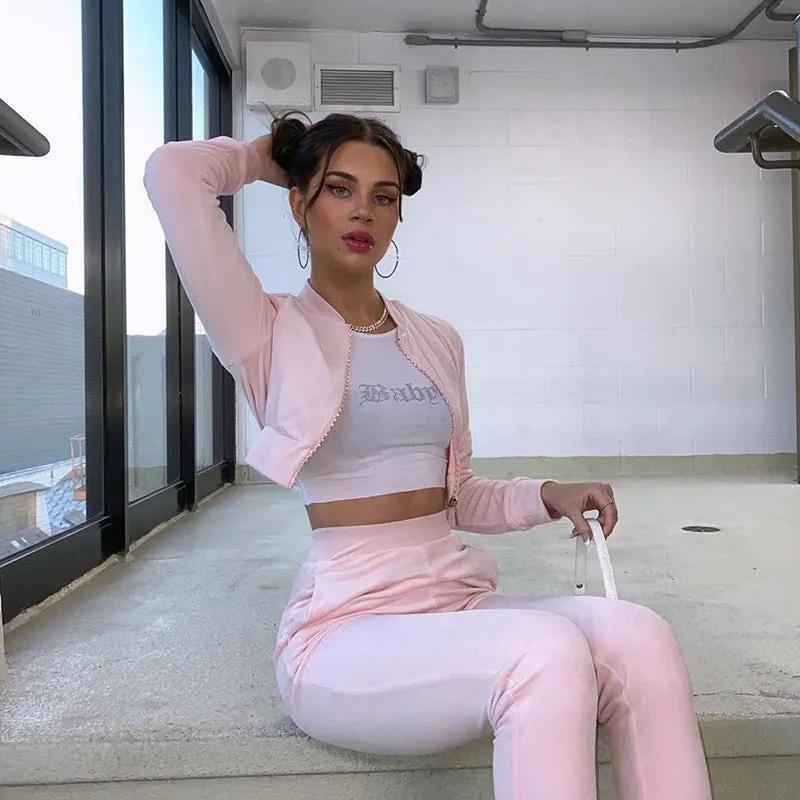 Suede Slim Sweatpants Set by Maiden-Art