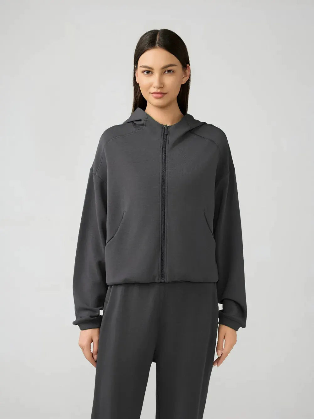 Millennia Zip Up Dropped Shouder Active Hooded by Millennia