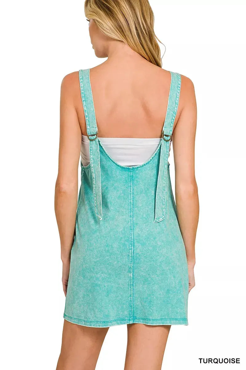 Zenana Acid Washed Overall Knit Mini Dress by Zenana