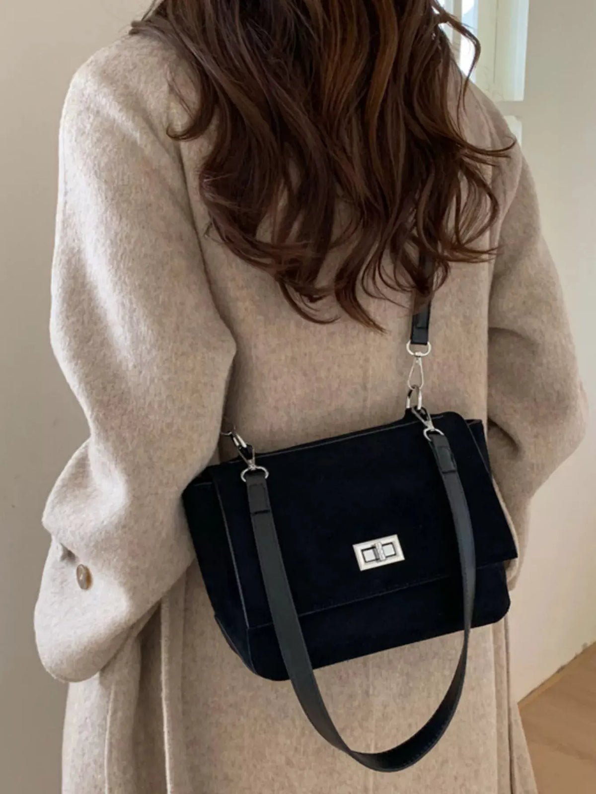 Suede Flap Crossbody Bag by Partner Label