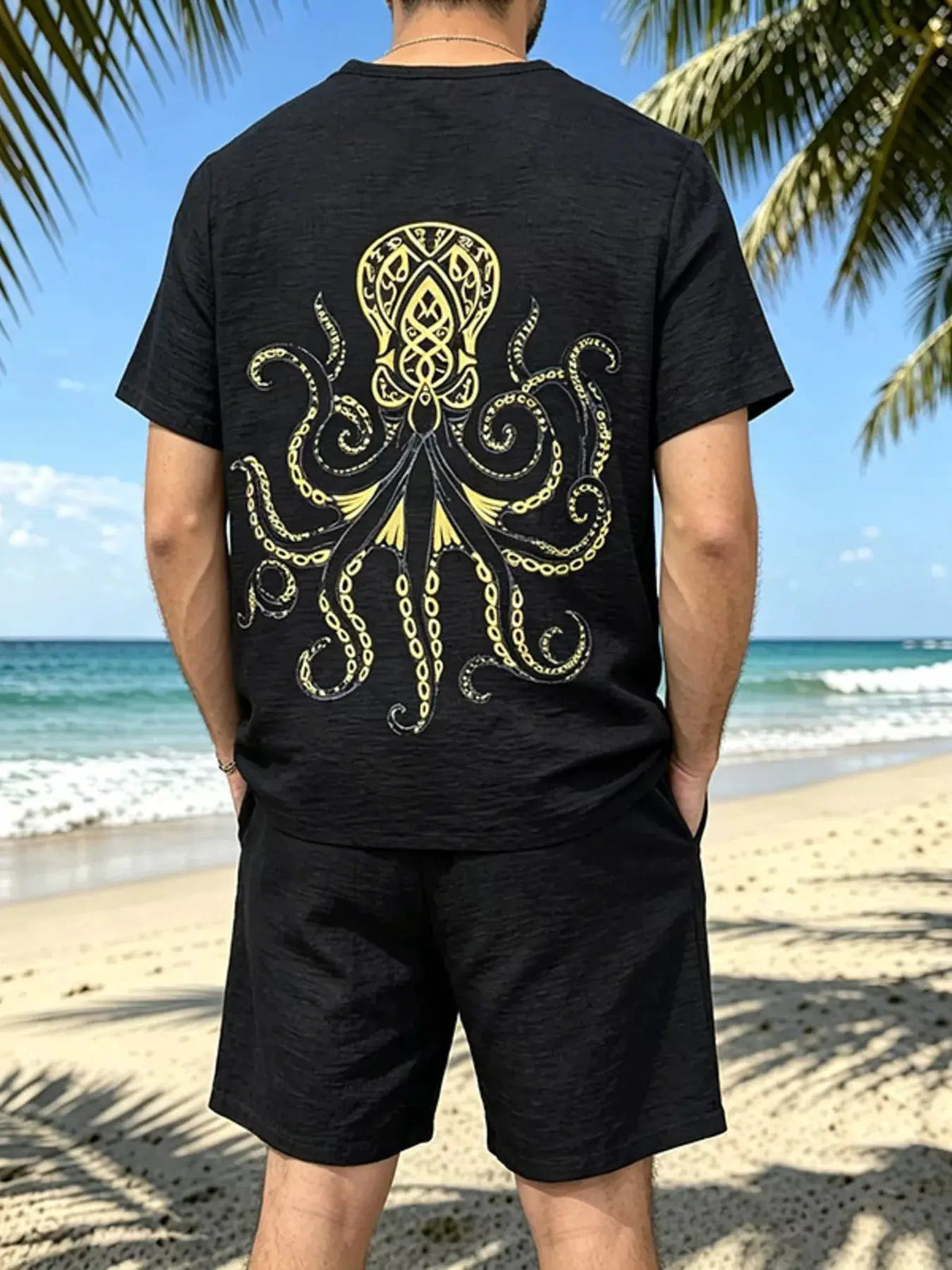Men's Full Size Round Neck Tee and Shorts Set Plus Size by Trendsi