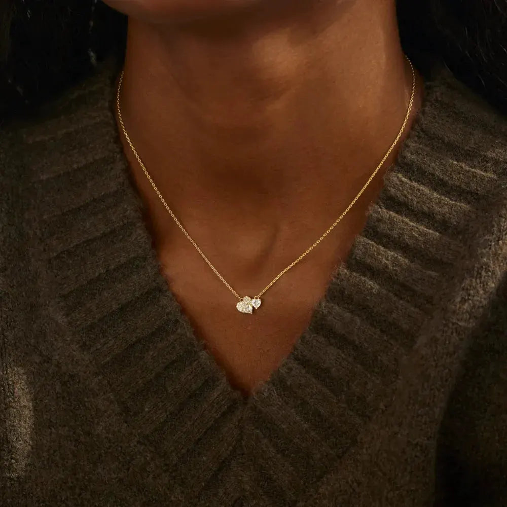 18K Gold-Plated 925 Sterling Silver Zircon Heart Necklace by Partner Label