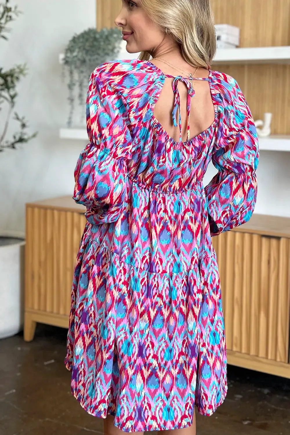 Double Take Full Size Printed Long Sleeve Dress by Double Take