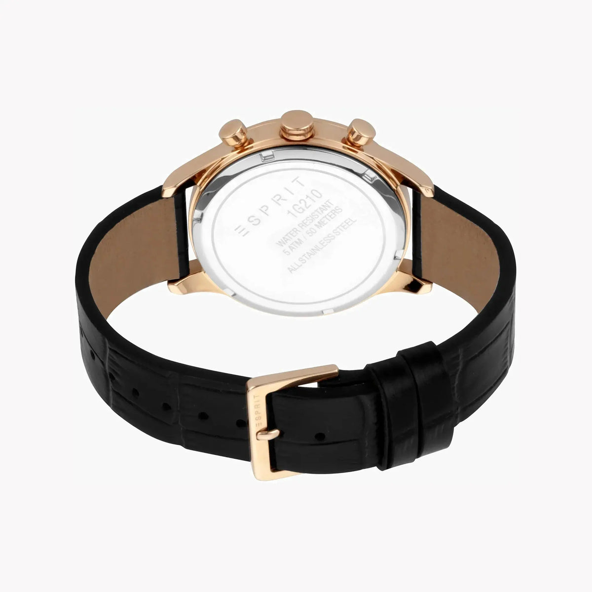 Esprit Men's Black Leather Watch, Black Dial | Es1g084m0025 by ESPRIT