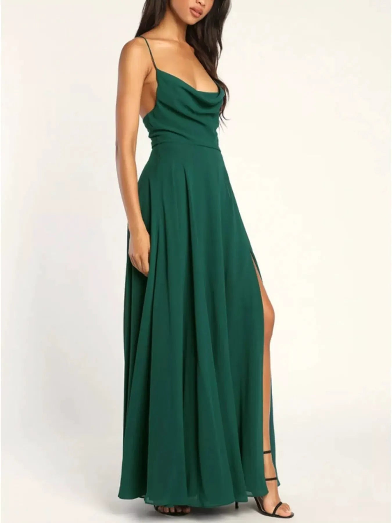 Slit Cowl Neck Maxi Dress by Partner Label