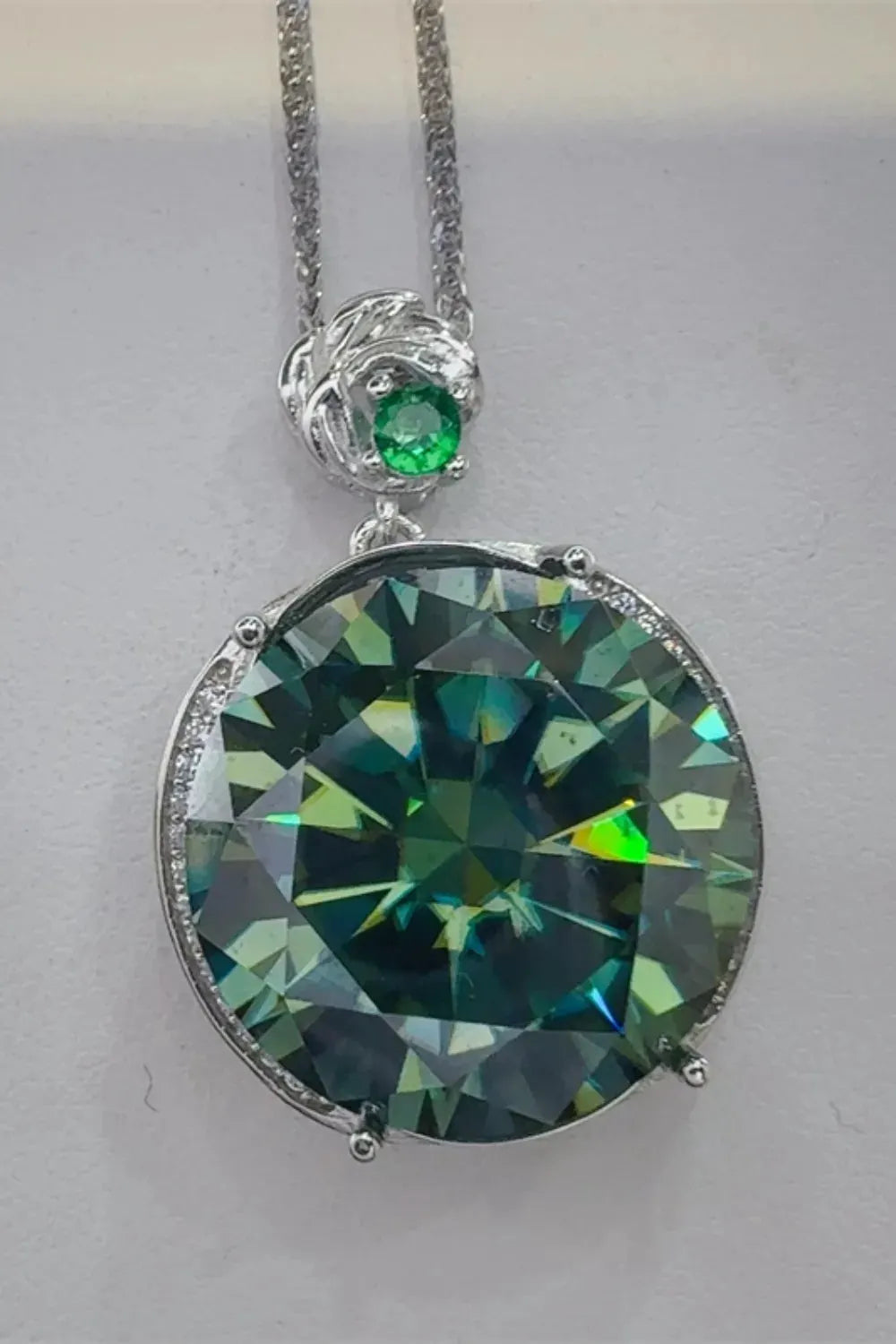 20 Carat Moissanite 925 Sterling Silver Pendant Necklace by Partner Labels