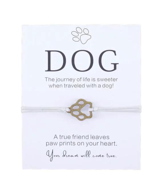 Friendship Bracelet Gift for Him Paw Print Bracelet Dog Lover Gift Dog Lover Jewelry Wish Bracelet Gift for Pet Dog Parents by Maiden-Art