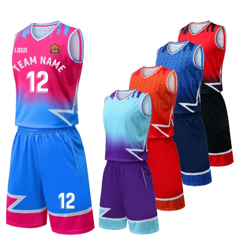 Custom Basketball Jersey Set Star Design Team Uniform for Men Women Kids by Vimost Shop