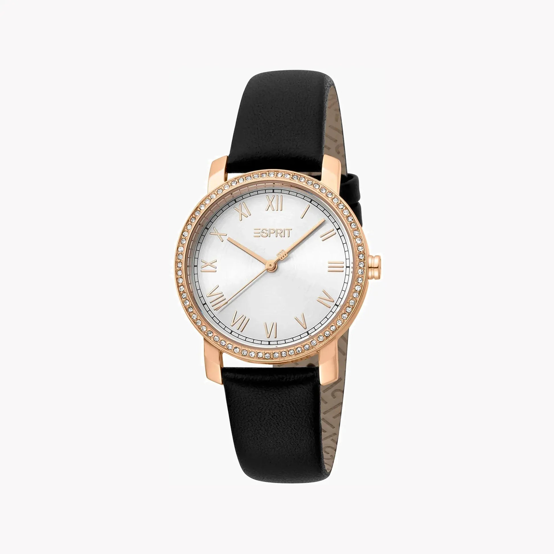Esprit Women's Black Leather Watch, Silver Dial | Es1l046m0035 by ESPRIT