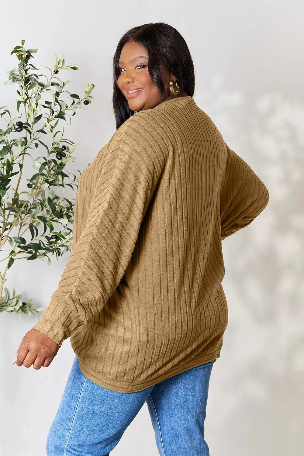 Basic Bae Full Size Ribbed Cocoon Cardigan by Basic Bae
