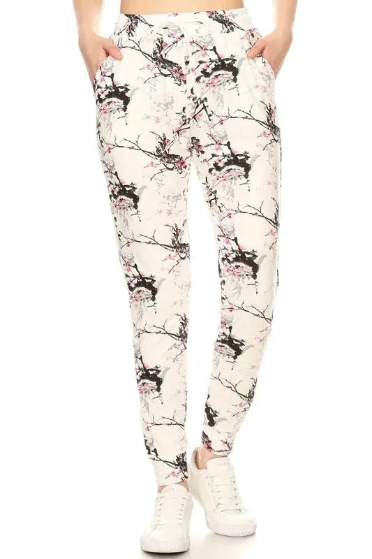 Leggings Depot Full Size Buttery Soft Printed Joggers with Drawstring Plus Size by Leggings Depot