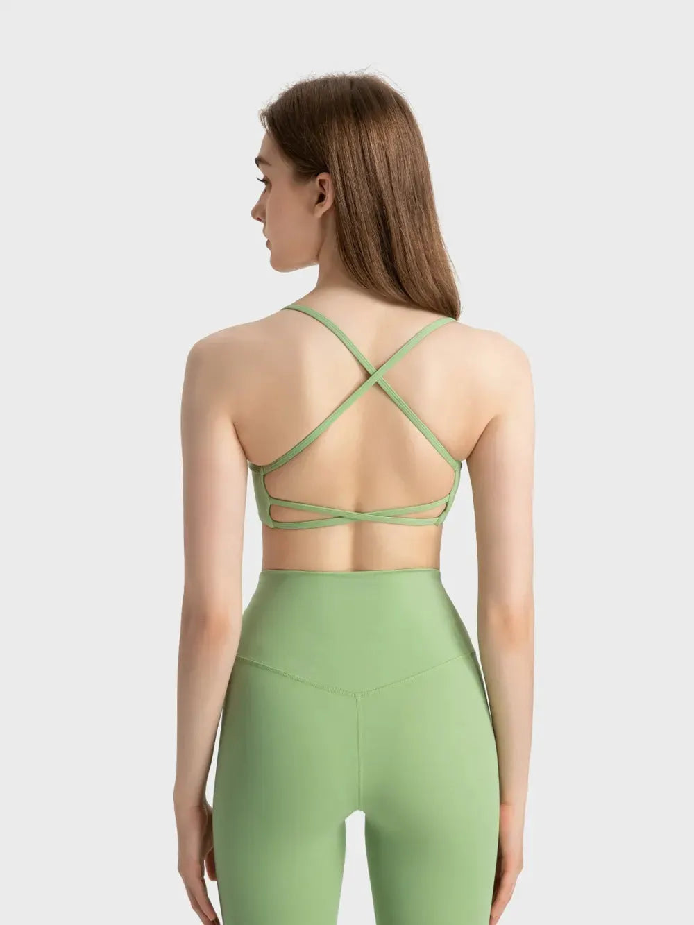 Millennia Crisscross Back Scoop Neck Active Cami with Detachable Chest Pads by Millennia