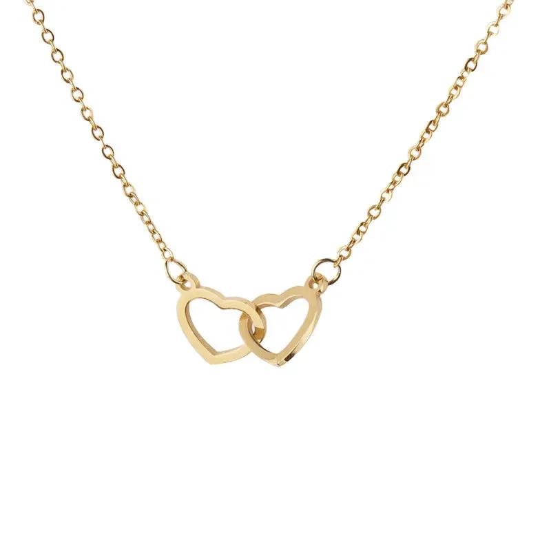 Double Heart Name Necklace - couples necklace by Maiden-Art