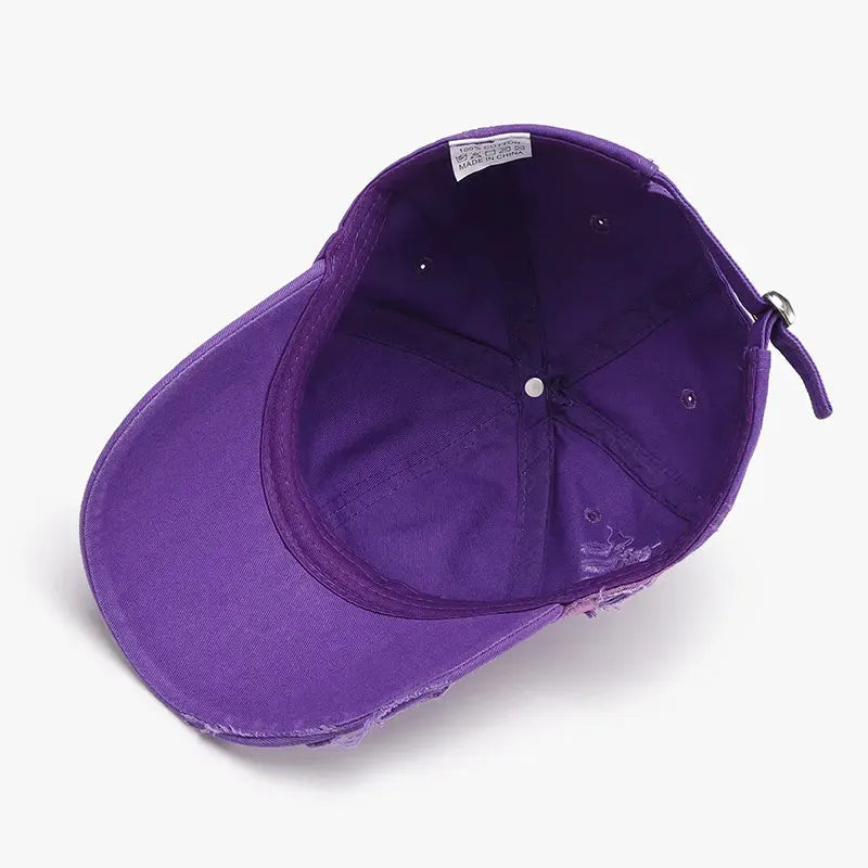 Distressed Adjustable Cotton Baseball Cap by Partner Label