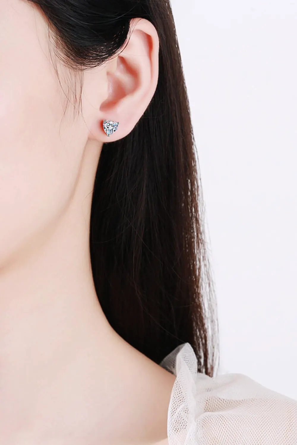 2 Carat Moissanite Heart-Shaped Stud Earrings by Partner Label