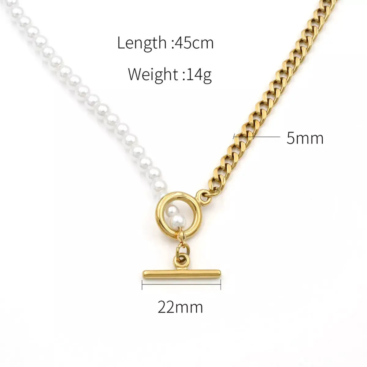 18K Gold-Plated Pearl Toggle Necklace by Partner Label