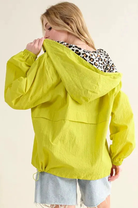And The Why Leopard Print Hoodie Zipper Up Pocket Windbreaker by And The Why