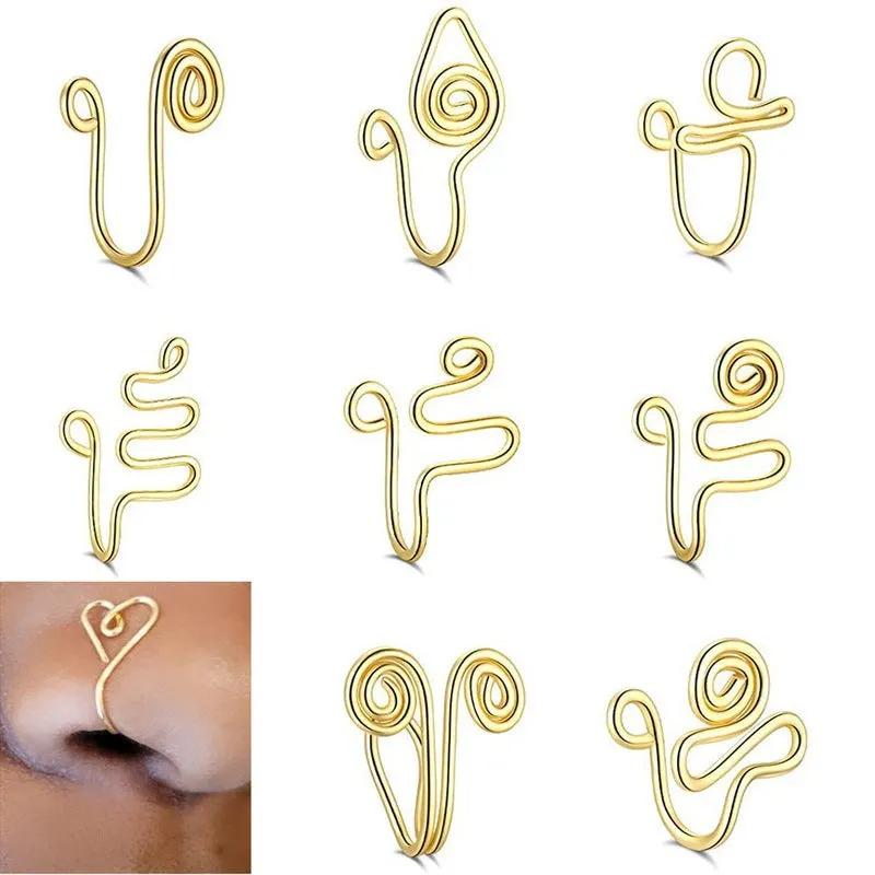New Twisted Geometric Hollow Stainless Steel Non-hole Fake Nose by Maiden-Art