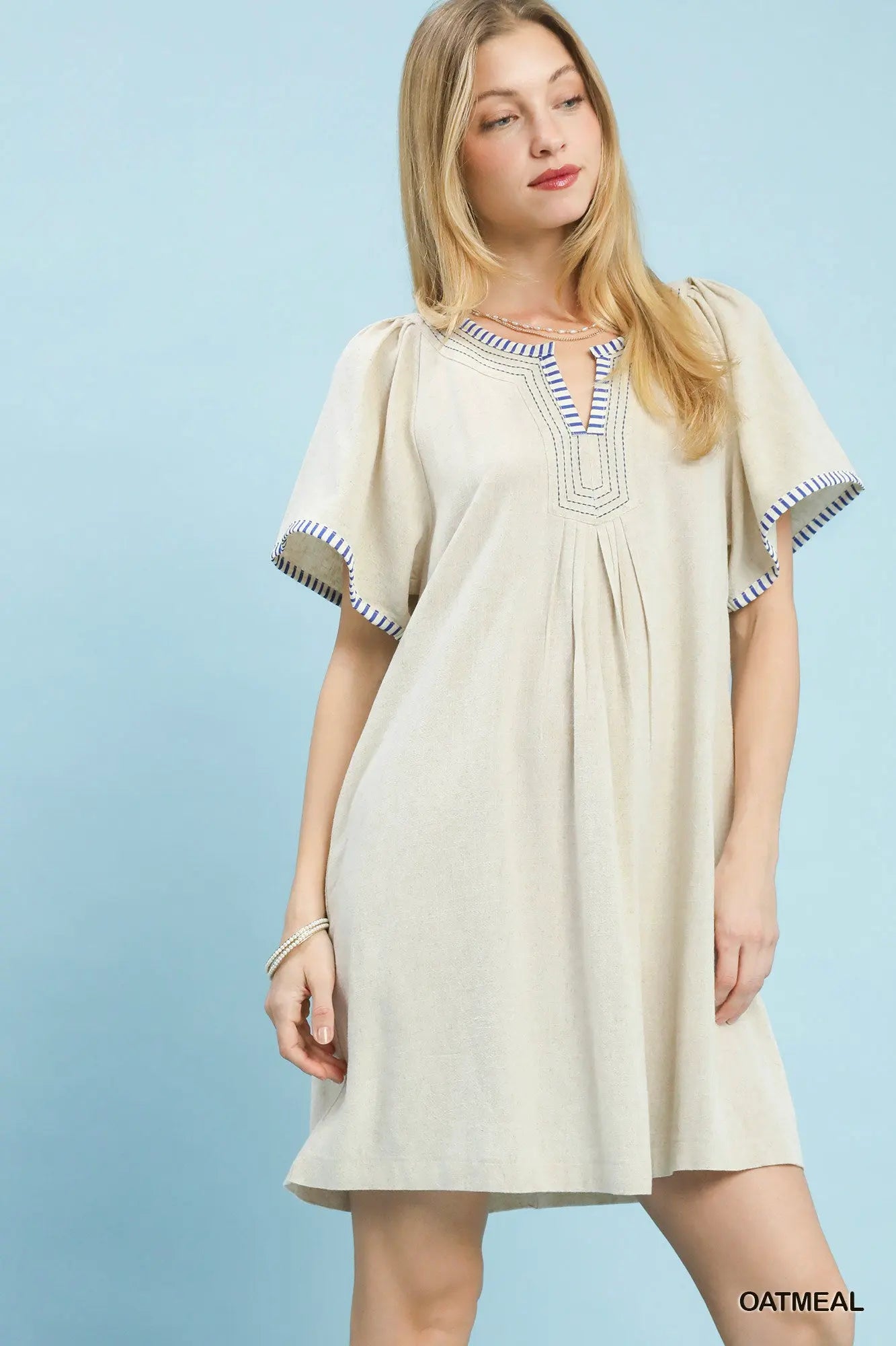 Umgee Linen Trim Tunic Dress by Umgee