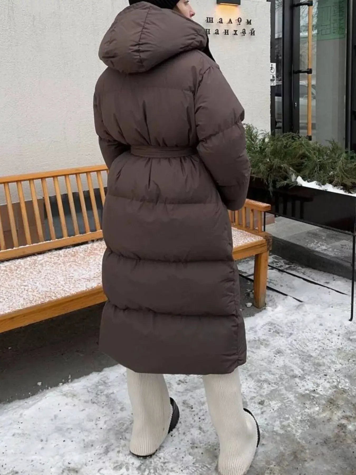 Longline Padded Winter Coat with Belted Waist | Partner Labels Selection by Partner Label