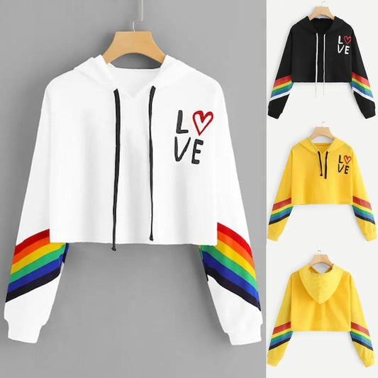 Rainbow striped hooded sweater sweater T-shirt women by Maiden-Art
