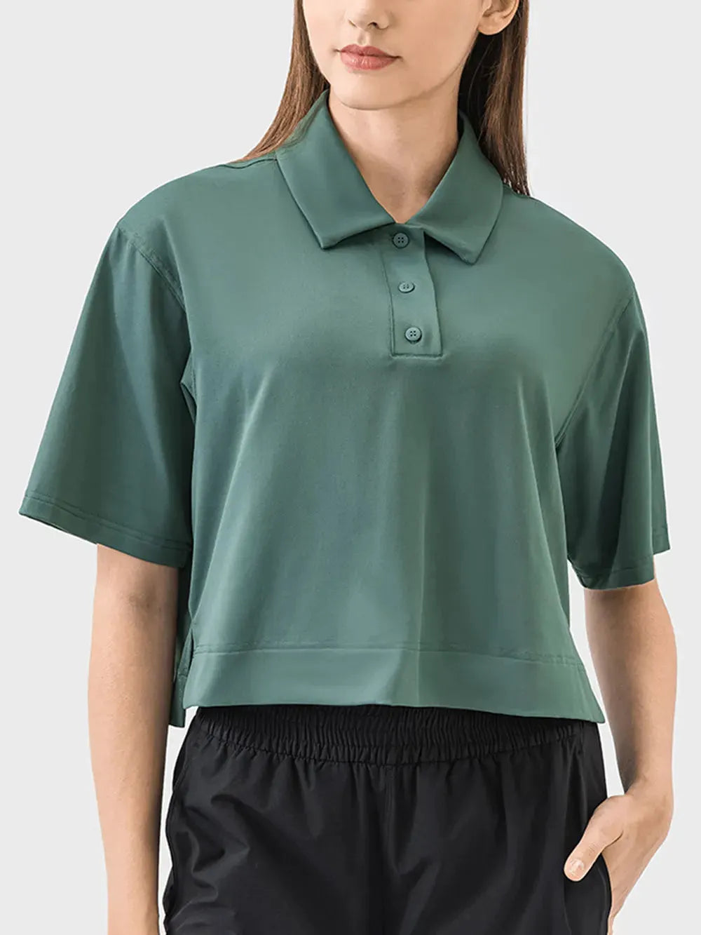 Millennia Half Button Short Sleeve Active T-Shirt by Millennia