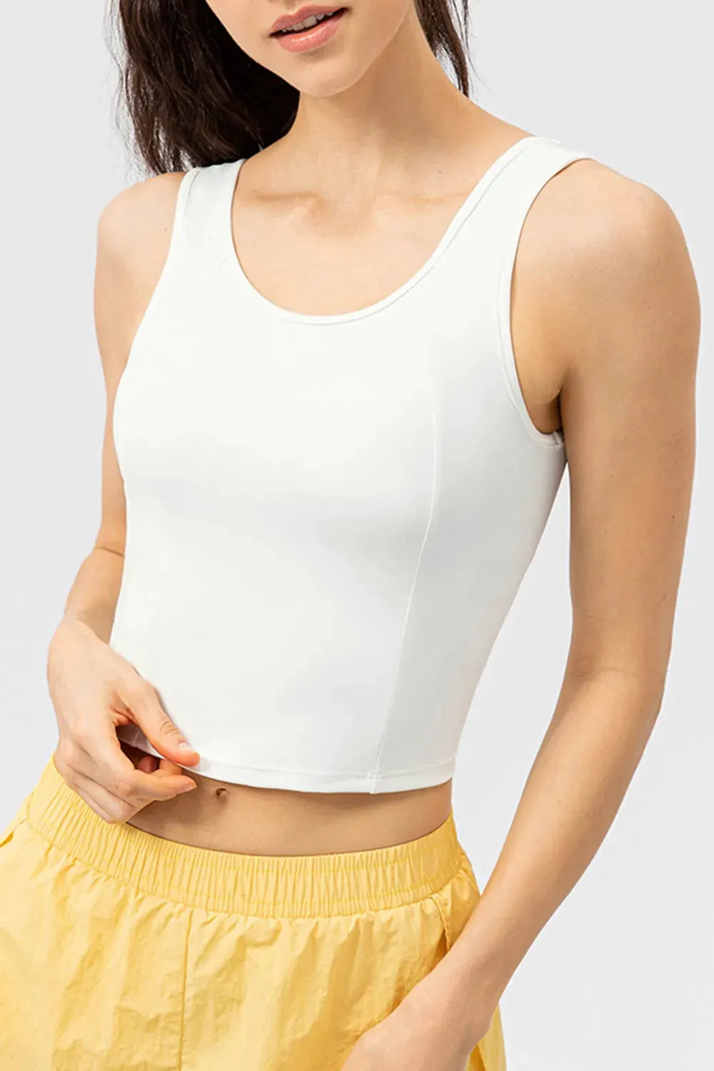 Round Neck Wide Strap Active Tank by Partner Label