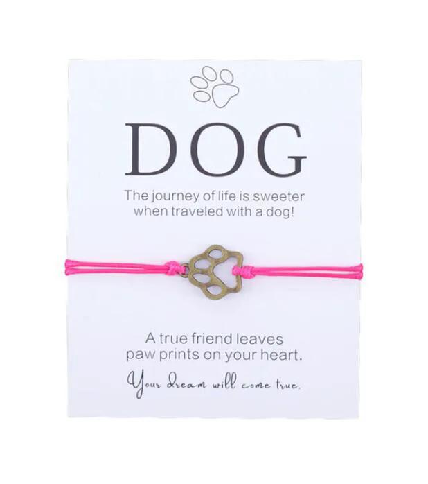 Friendship Bracelet Gift for Him Paw Print Bracelet Dog Lover Gift Dog Lover Jewelry Wish Bracelet Gift for Pet Dog Parents by Maiden-Art