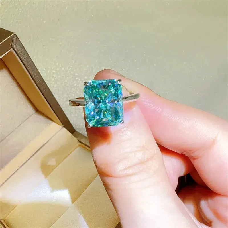 2 Carat 925 Sterling Silver Moissanite Rectangle Shape Ring by Partner Label