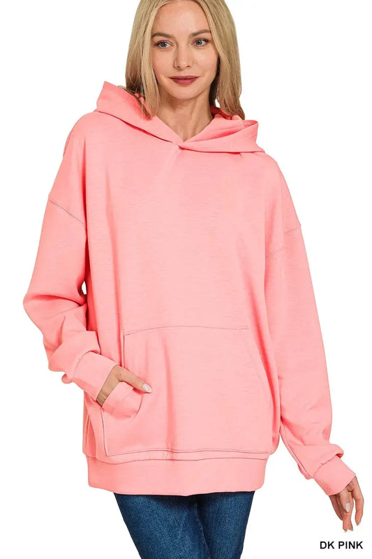 Zenana Oversized Scuba Hoodie with Kangaroo Pocket by Zenana