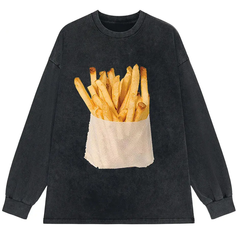 Retro Harajuku Y2K Streetwear Funny Double-Sided French Fries T-Shirt by Vimost Shop