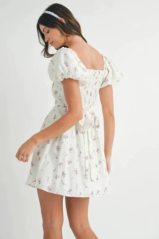 MABLE Floral Print Puff Sleeve Mini Dress by MABLE