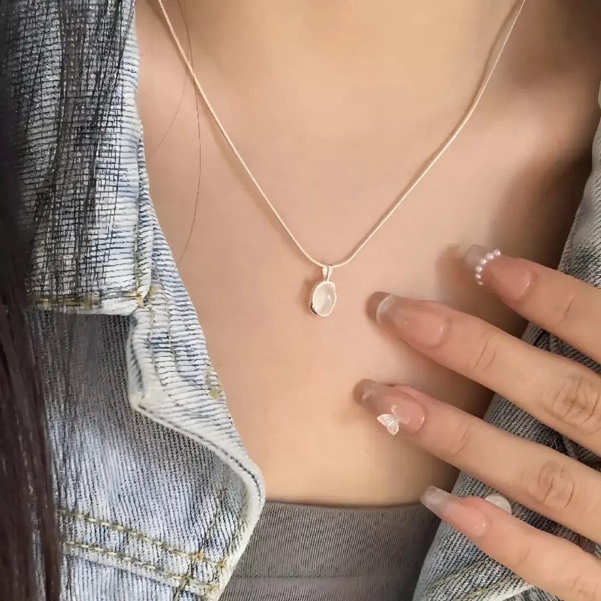 925 Sterling Silver Agate Pendant Necklace by Partner Labels