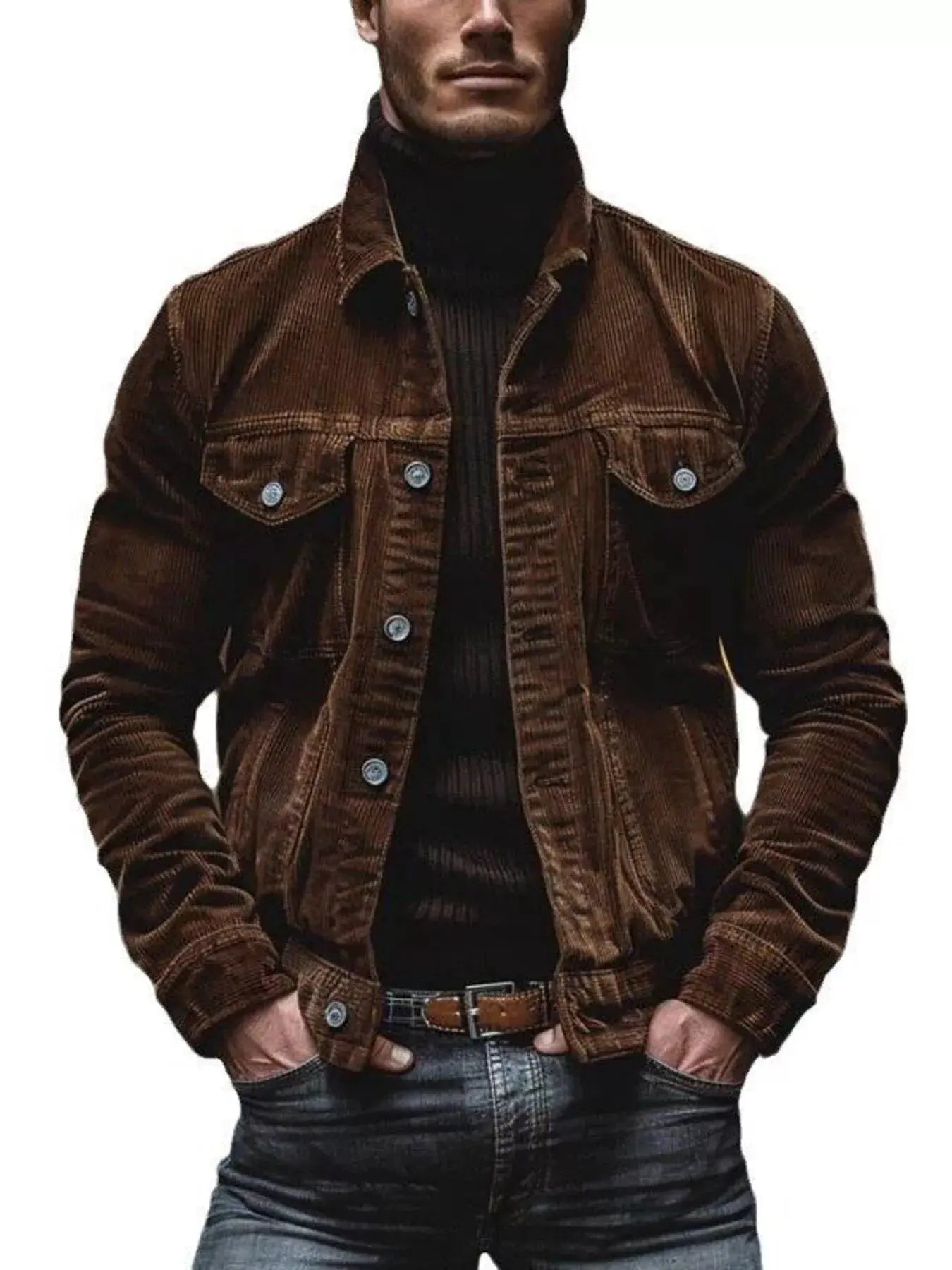 Men's Full Size Corduroy Button-Down Jacket Plus Size by Partner Label