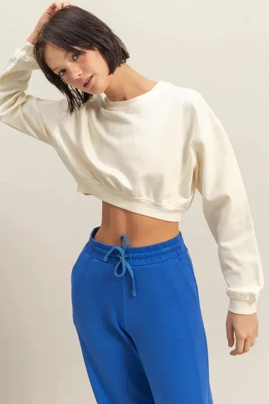 HYFVE Crew Neck Long Sleeve Crop Sweatshirt by HYFVE