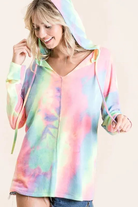 BiBi Tie Dye Terry Long Sleeve Hoodie by BiBi