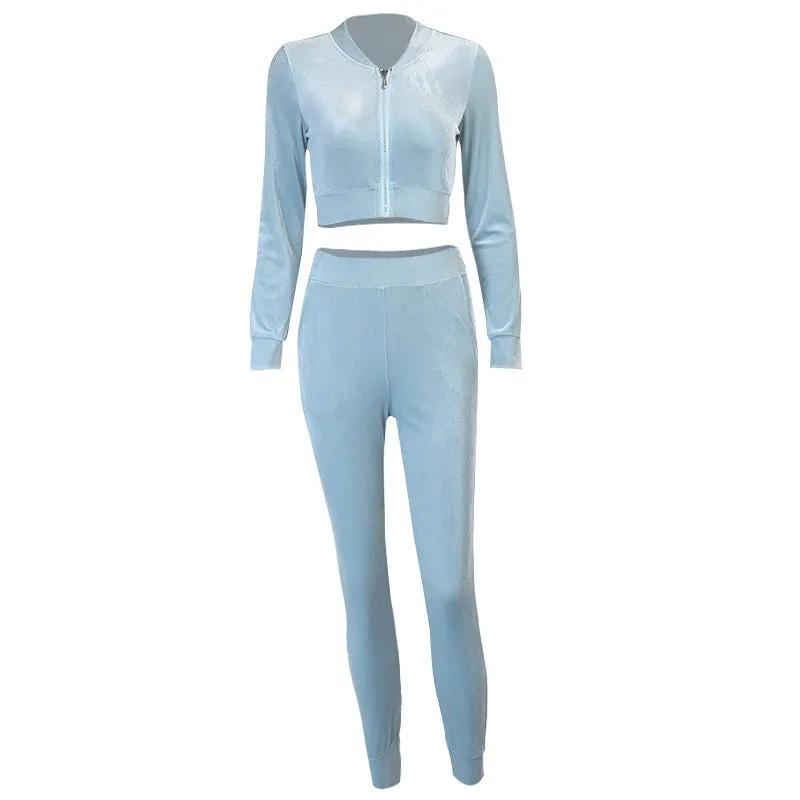 Suede Slim Sweatpants Set by Maiden-Art