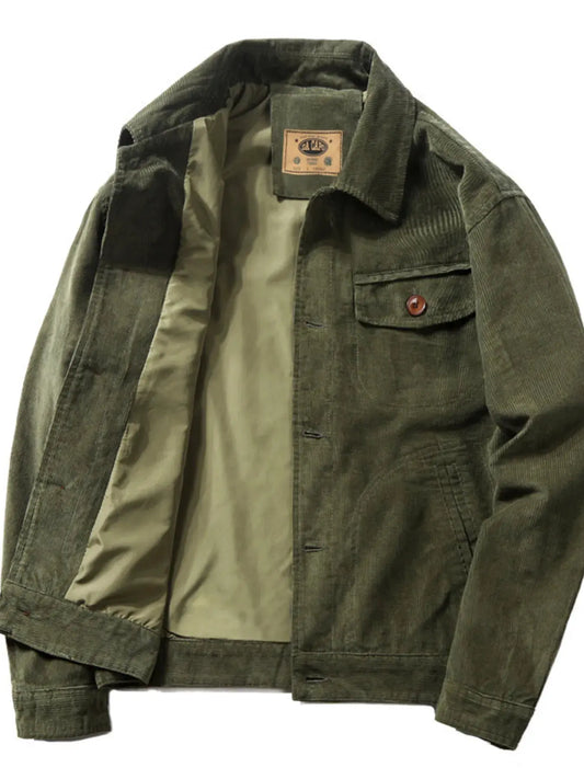 Men's Plus Size Vintage Corduroy Casual Jacket by Partner Label