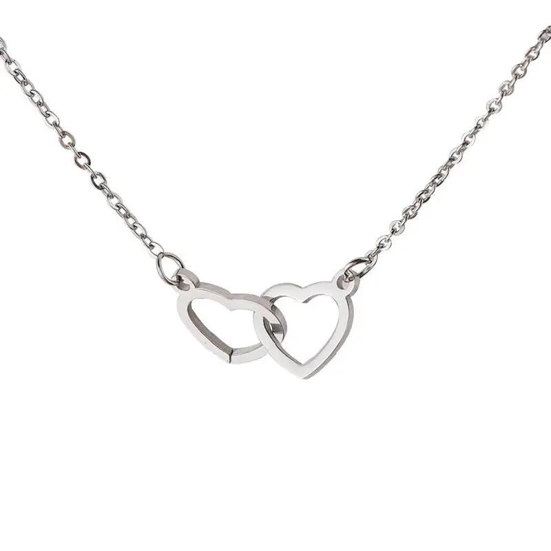Double Heart Name Necklace - couples necklace by Maiden-Art