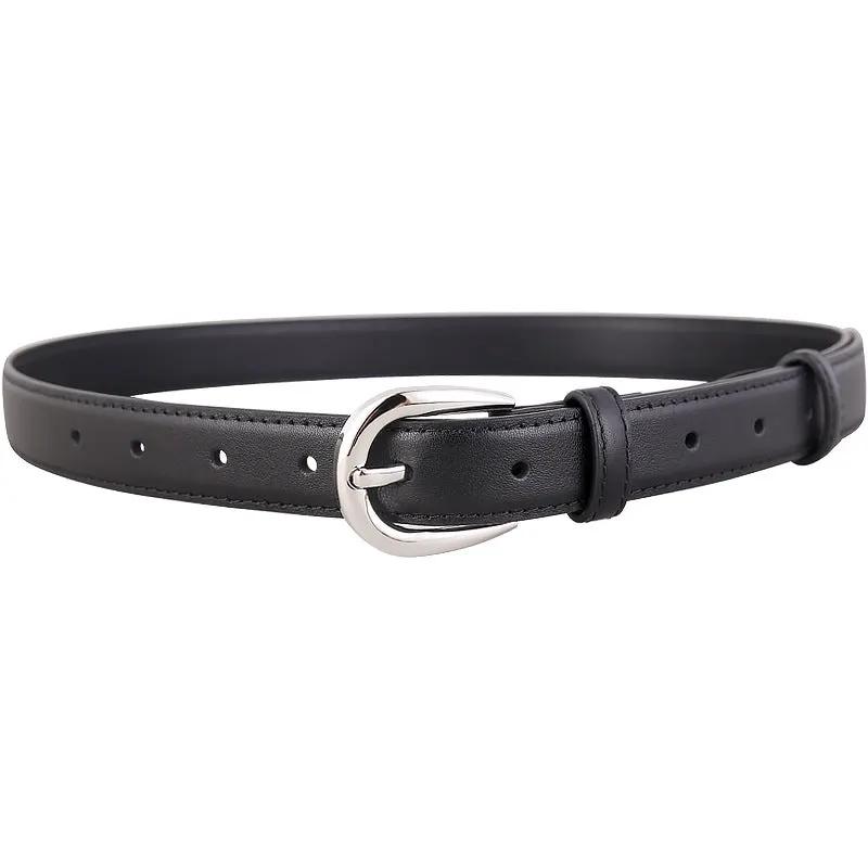 Buckle Skinny Leather Belt by Trendsi