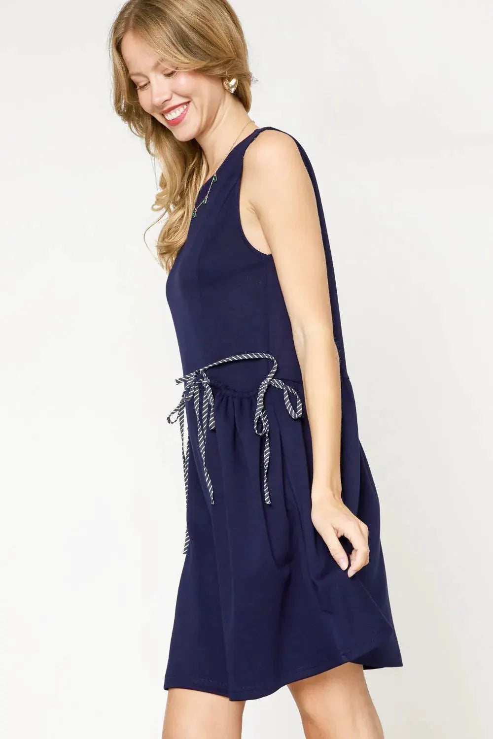 Umgee Round Neck Sleeveless Tank Dress with Pockets by Umgee
