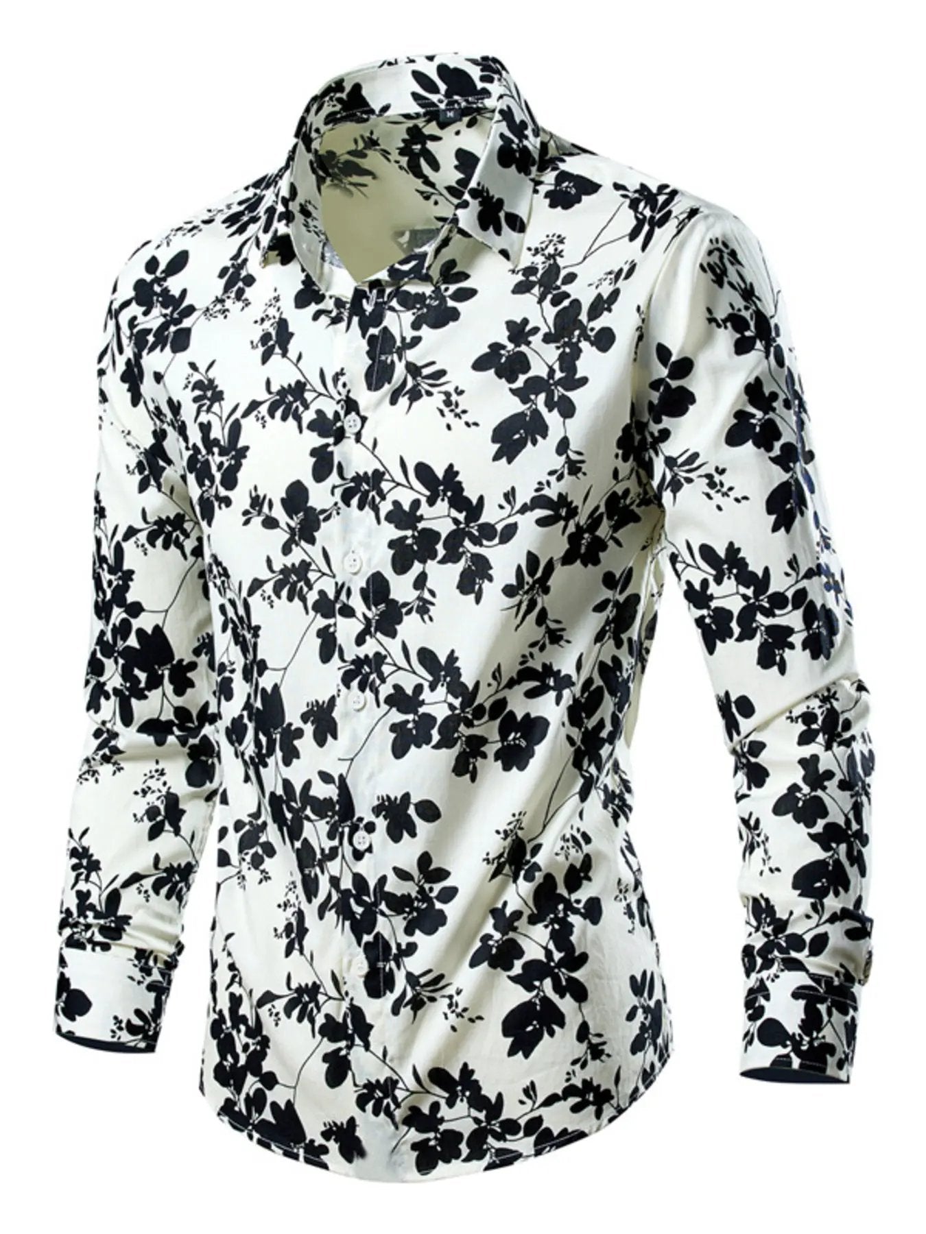 Men's Plus Size Tropical Leaf Print Button-Down Shirt by Trendsi