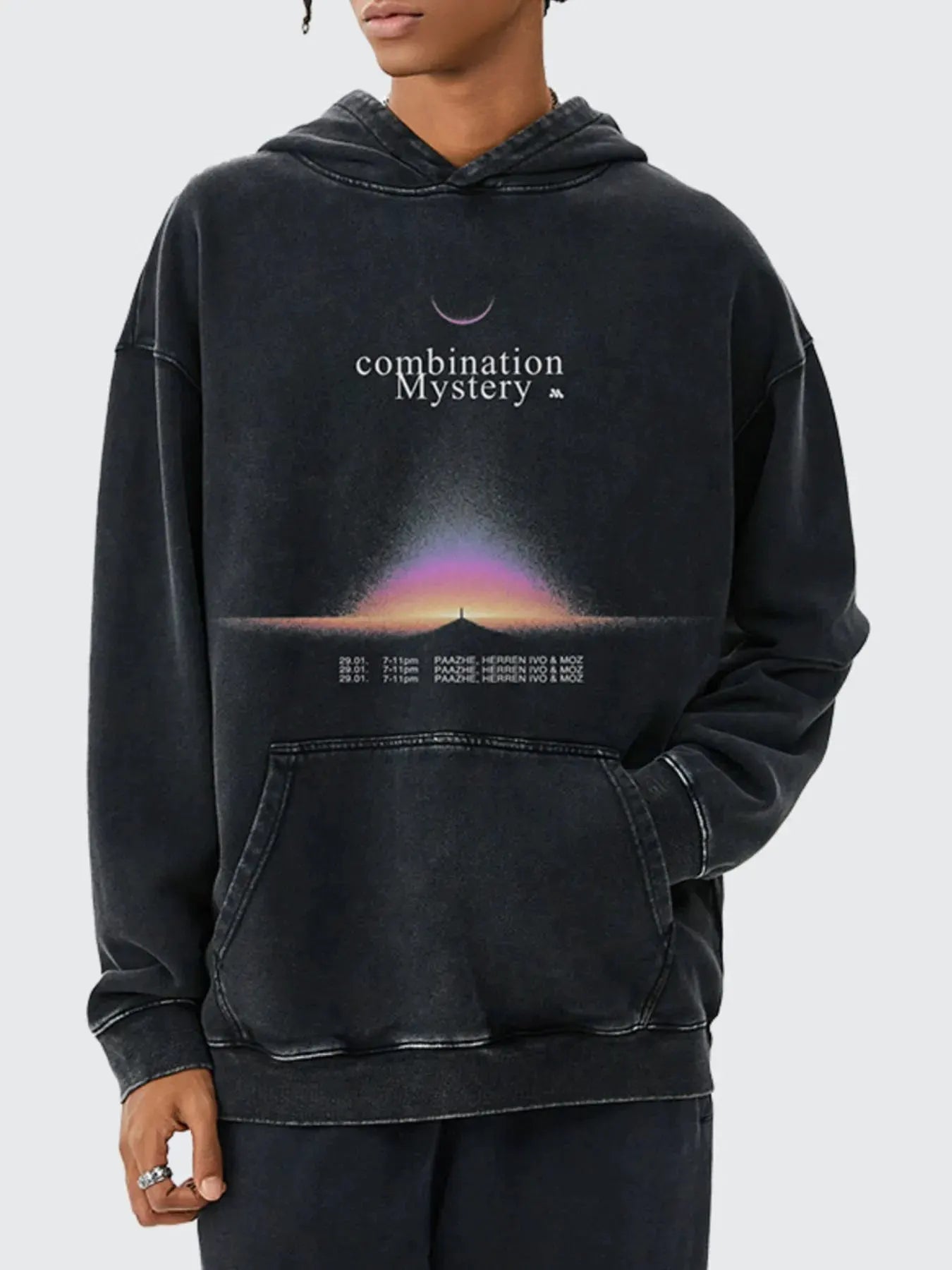Men's Graphic Dropped Shoulder Hoodie by Trendsi