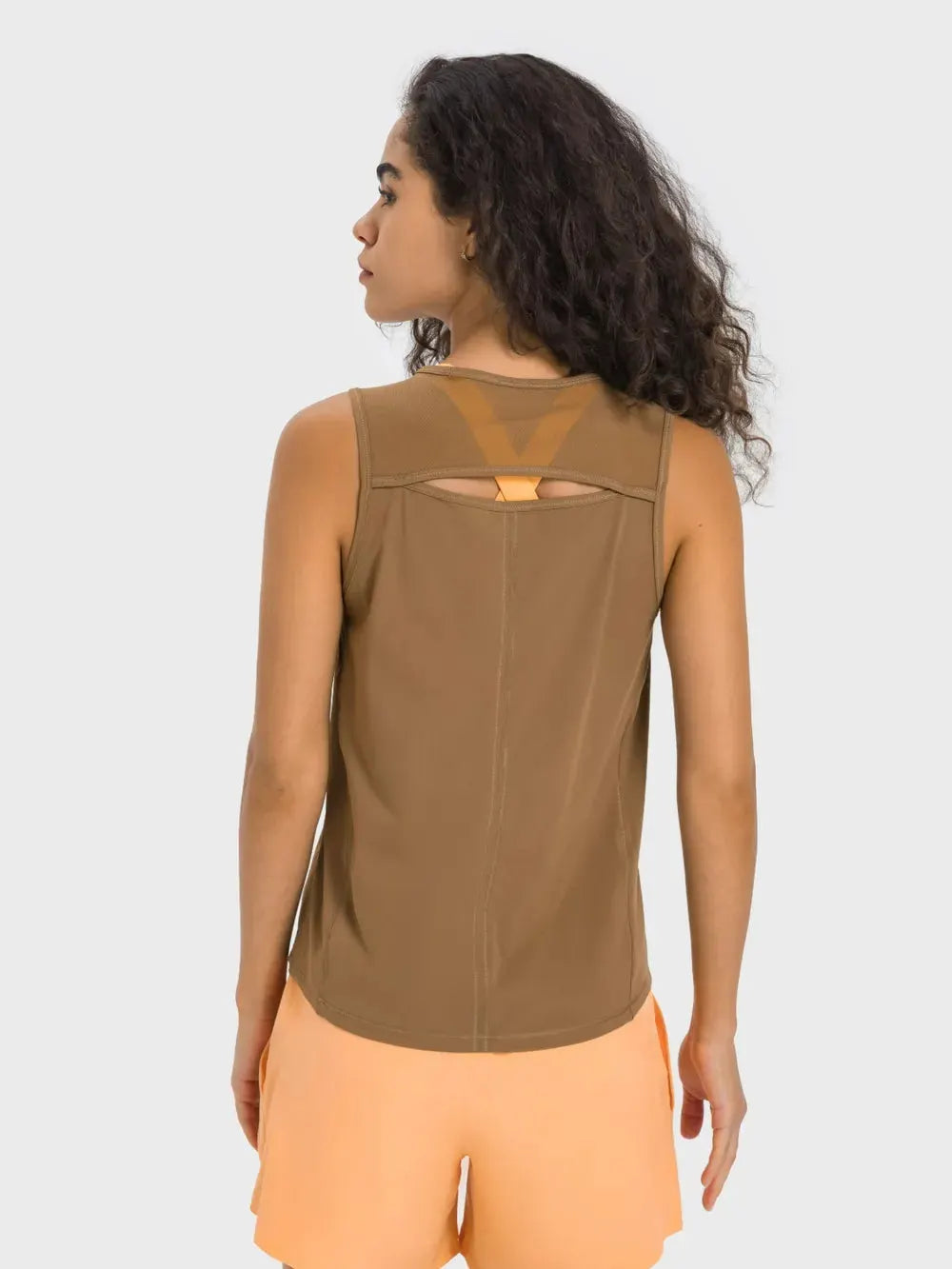 Millennia Cutout Back Round Neck Active Tank by Millennia