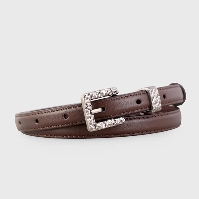 Textured Buckle Leather Belt by Trendsi