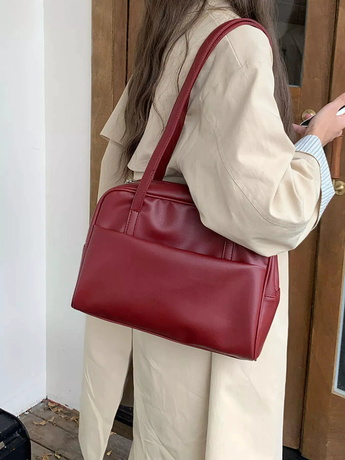 Classic Style Faux Leather Tote Bag by Partner Label