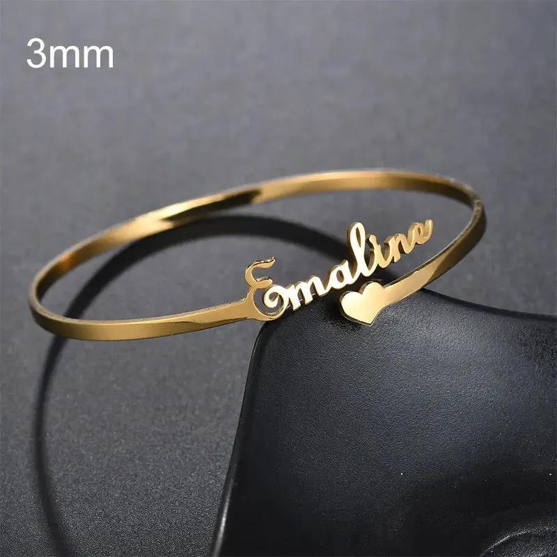 Customized Name Bracelet Personalized Custom Bangles Stainless Steel Jewelry by Maiden-Art