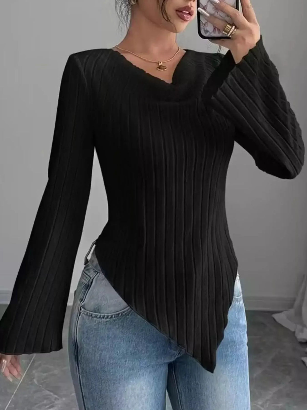 Cowl Neck Ribbed Knit Top | Partner Labels Selection by Partner Label