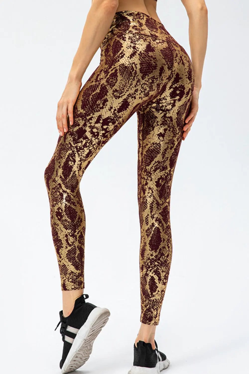 Animal Print Slim Fit Wide Waistband Long Sports Pants by Partner Label
