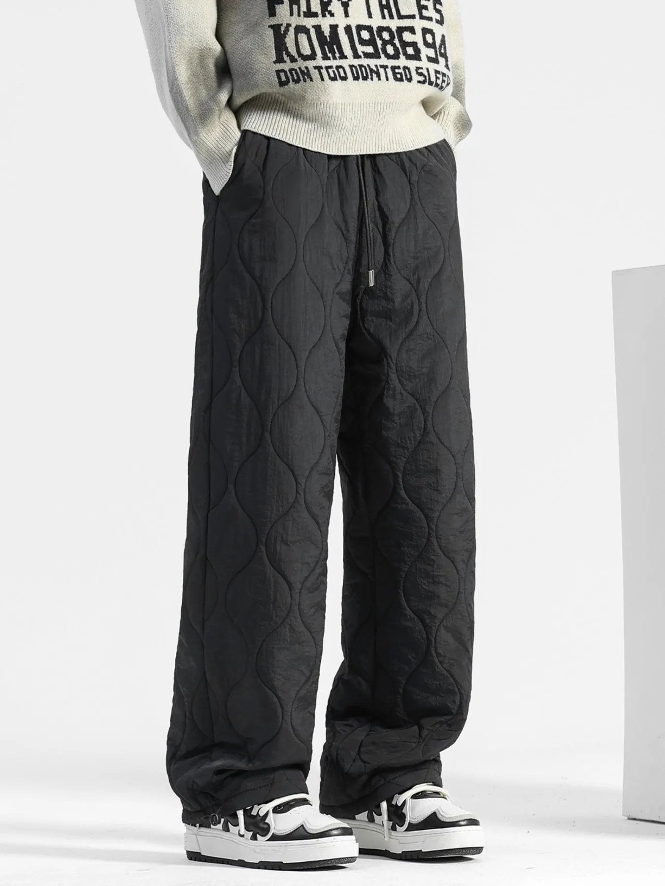 Men's Plus Size Quilted Loose-Fit Pants by Partner Label